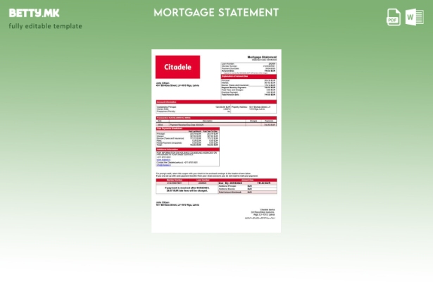 модерен стил Latvia Citadele banka изјава за хипотека Шаблон за Word и PDF